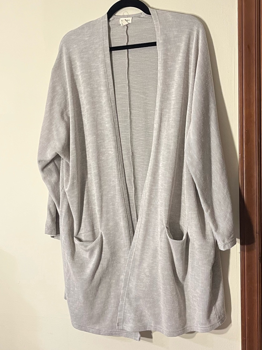 Anthropologie | Donni Sandwash Gray Ribbed Open Front Cardigan One Size Cotton